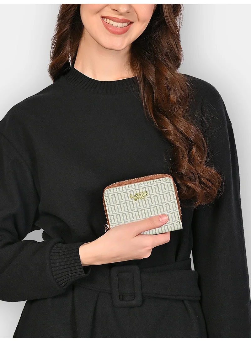 Lavie Luxe Women's Mono Flap25 small zip around wallet (White)